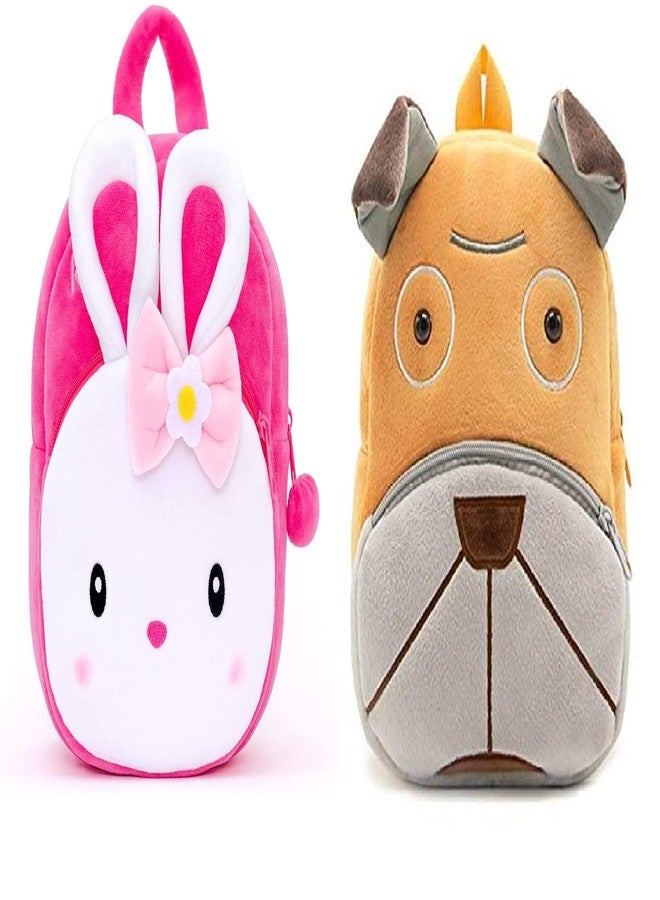 Black Hill Kids School Bag Soft Plush Backpack Cartoon Bags Mini Travel Bag for for Girls Boys Toddler Baby Konggi Rabbit & Sherpi Dog - Image 1